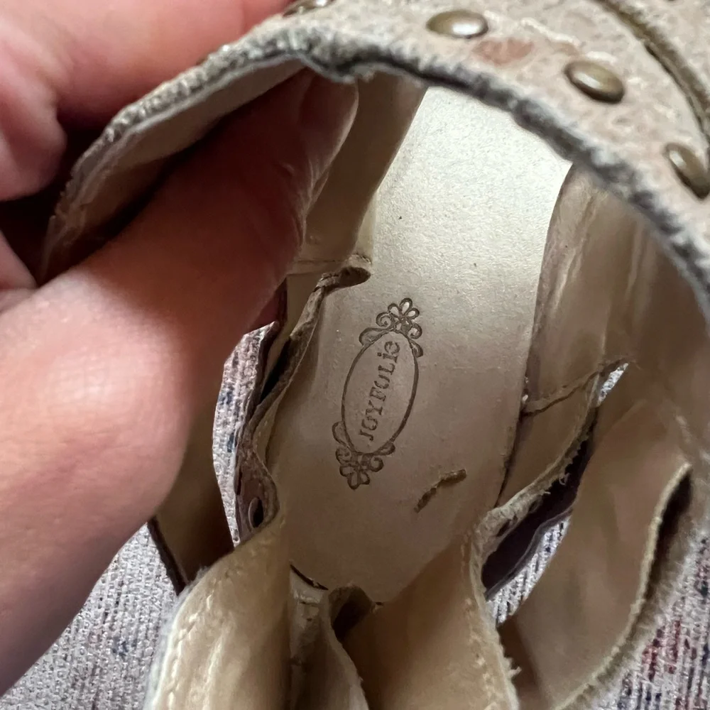 Joyfolie Taupe Studded Kids Dress Shoes - Picture 5 of 6